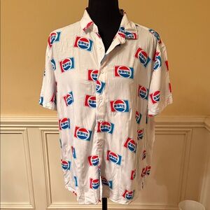 Pepsi White and Blue Logo Men's Shirt Sz M